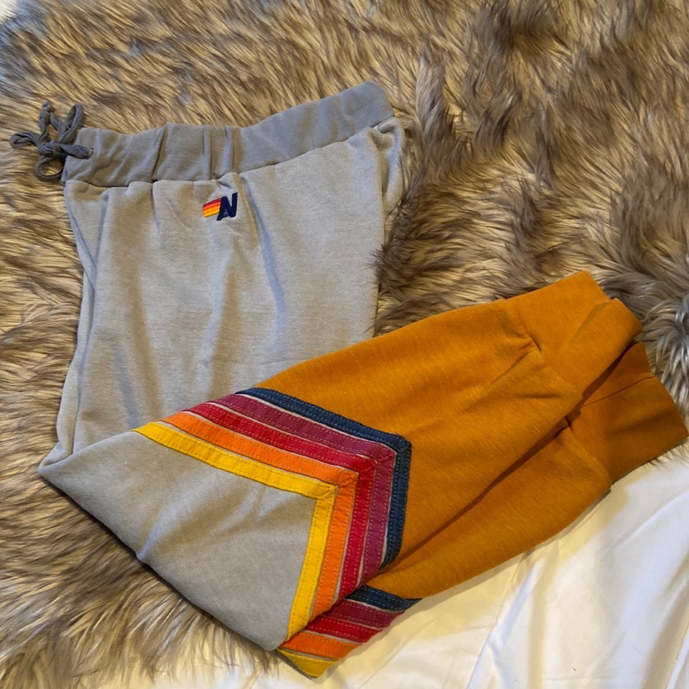 Aviator Nation Gray and Mustard Track Pants